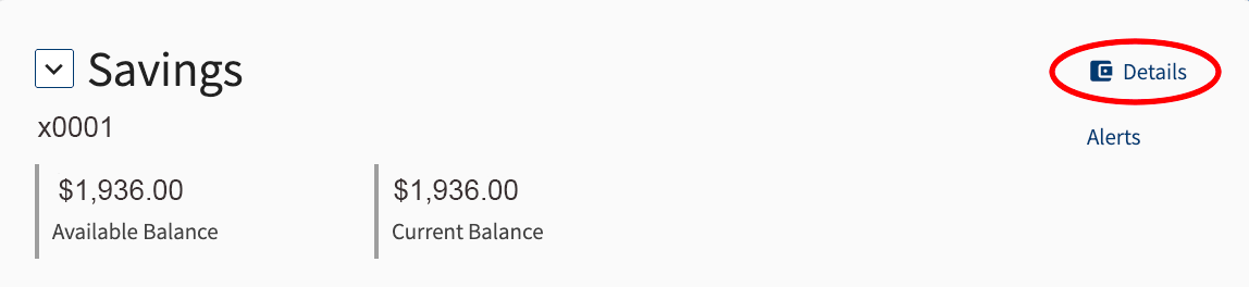 Savings Account Screen