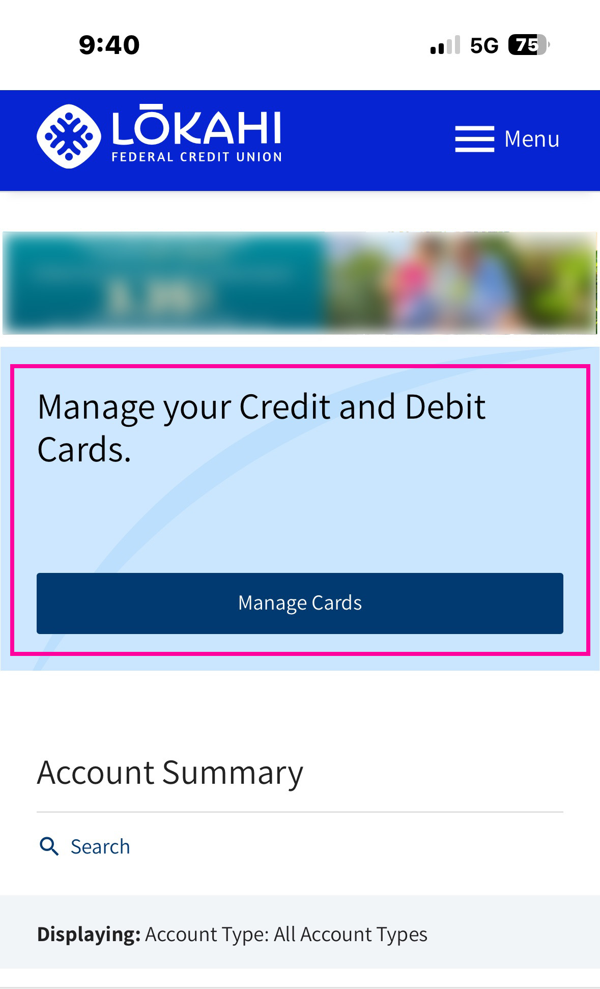 screenshot of app with pink highlights for
